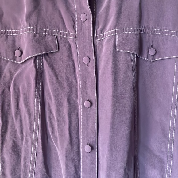 Vintage purple silk long sleeve button down tunic blouse by soft surroundings - Picture 2 of 6